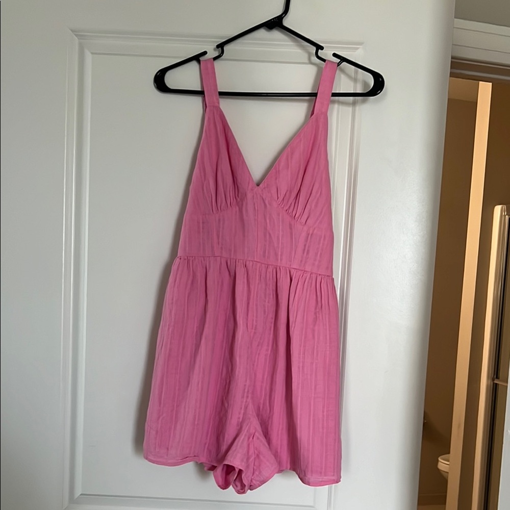 American Eagle Outfitters Pink Romper with V-Neckline